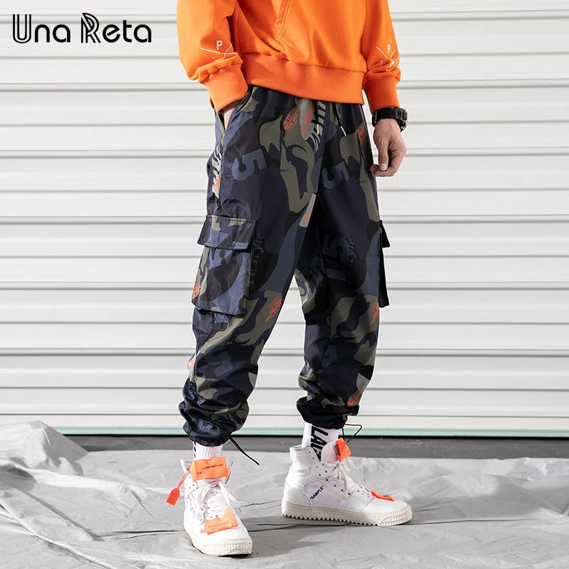 Una Reta мужские шаровары, новинка, хип-хоп мужские брюки с боковыми карманами и принтом, модные уличные повседневные штаны