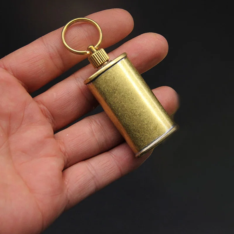 

Mini Pocket Portable Kerosene Lighter Pure Copper Oil Bottle Mini Pocket Portable Oil Bottle Key Ring For Oil Lighter Cigarette