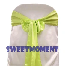 100 Светло-зеленый Премиум атласная Председатель Knotbow Чехлы для стульев Пояса для свадьбы Председатель украшения