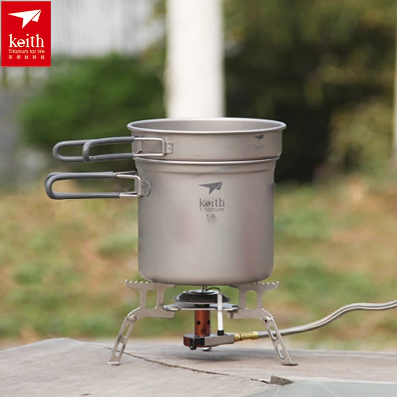 Keith Titanium Pot Titanium Cookware Set caldero y sartén 400 ml + 1.2L senderismo caza Camping Picnic Set de cocina ti6013 Keith Titanium Pot Titanium Cookware Set caldero y sartén 400 ml + 1.2L senderismo caza Camping Picnic Set de cocina ti6013