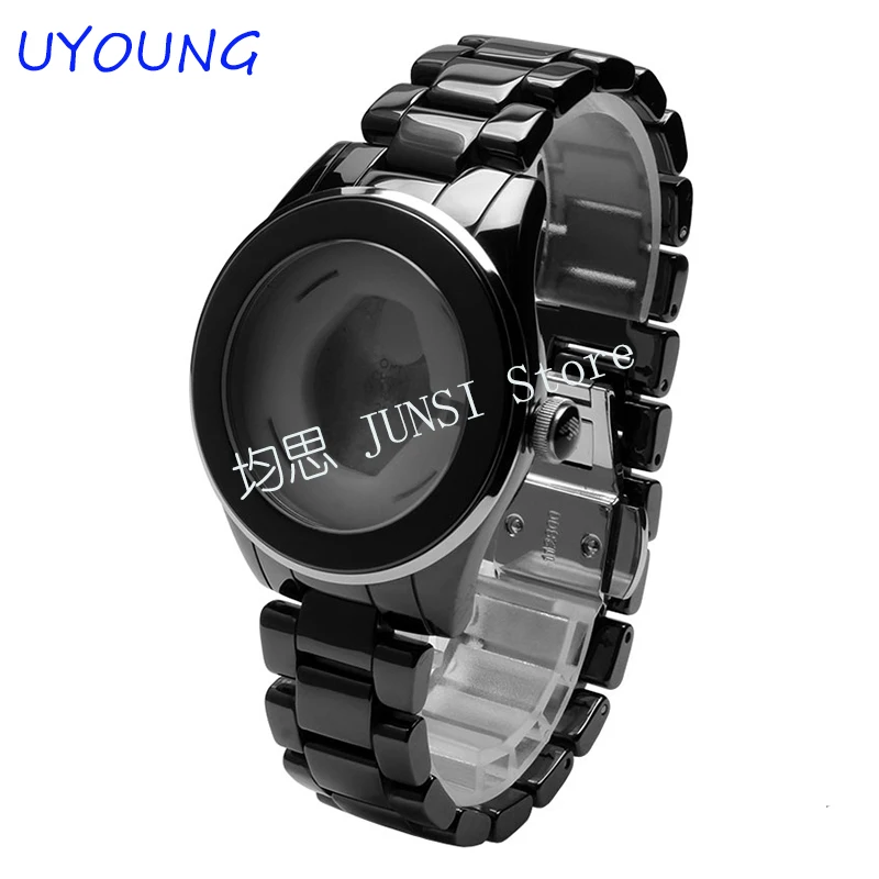 

UYOUNG Watch accessories Quality Pearl ceramic Watchband White case For AR1422 Strap Bracelet
