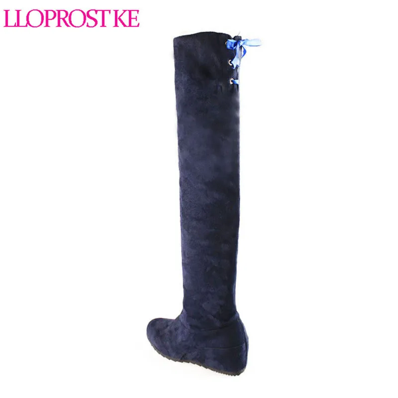 

LLoprost KE Woman Boots shoes Sexy Heel Stretched Suede Over Knee Length High Boots Winter New wedges boots size 34-47 A123