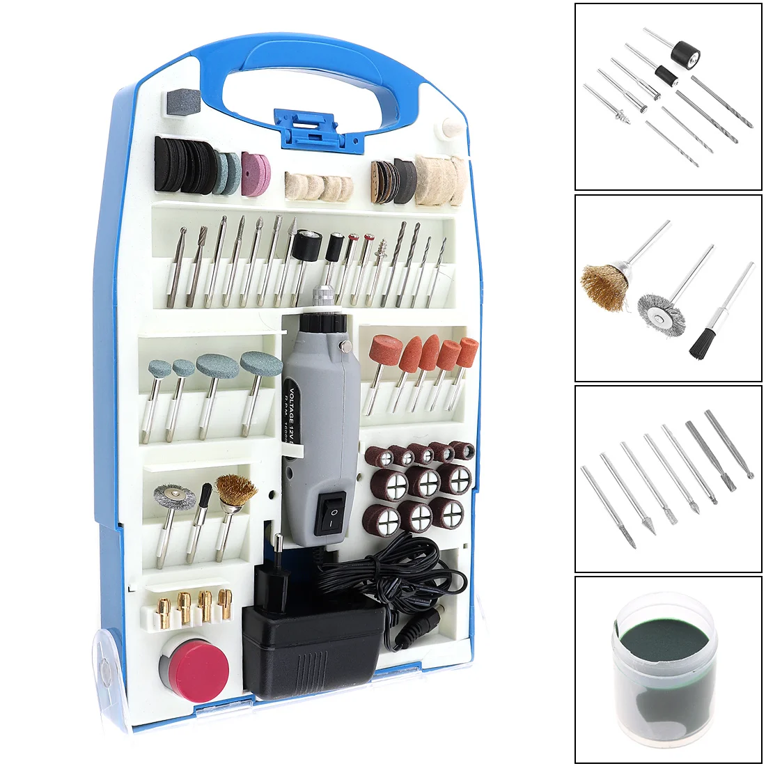 

110pcs/set 220V Mini Rechargeable DC 12V Electric Grinder Set with Various Wheelhead and Steel Wire Brush for Polishing