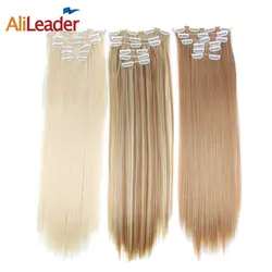 AliLeader товары 6 шт./компл. 16 клипов клип в наращивание волос блондинка 22 дюймов длинные прямые свадебное трессы для Для женщин