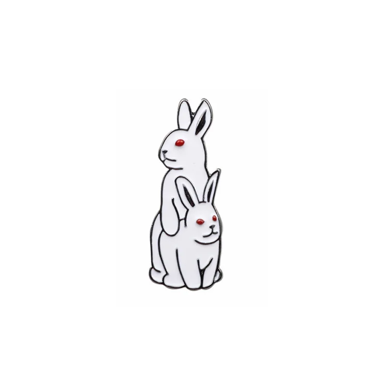 Креативные белые Броши с кроликами, животное, кролик с морковкой, эмаль, Металлические Булавки, Женское пальто, рубашка, сумка, воротник, Нагрудный значок - Окраска металла: 7
