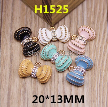 

New arrived 30pcs mix rhinestone&Crystal decoration bowknots shape Solid alloy gold-color jewelry charms diy necklace pendants