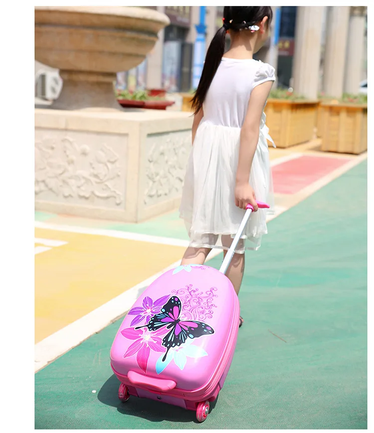Новый высокий с детской тележкой чехол передний и задний двухсторонний узор мультфильм детский Дорожный чемодан-тележка колесо прокрутки