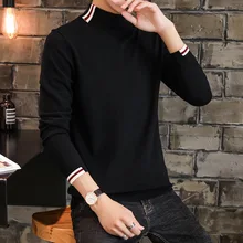 Men Hafl Turtle Neck Sweater 2018 Autumn Winter Solid Sweater Slim Knitting Shirts Long Sleeve Undershirt Knitwear