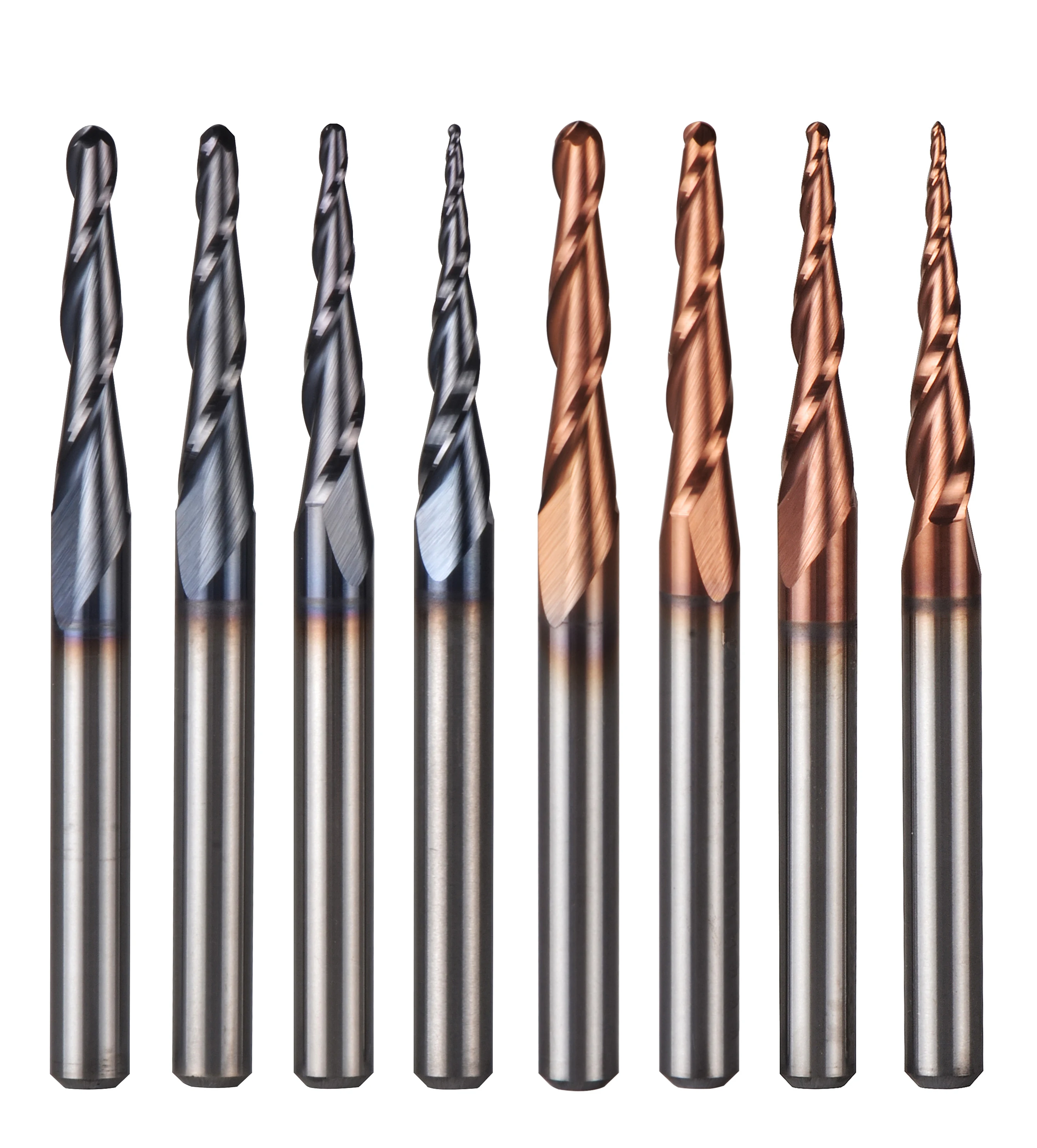 1//4 Shank Carbide Tapered End Mill Ball Nose 2 Flute 3/" Length Engraving Bits