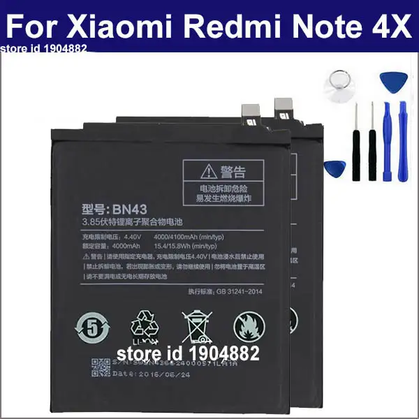 For Xiaomi Redmi Note 4x Bn43 Battery 5 5inch For Redmi Note 4x