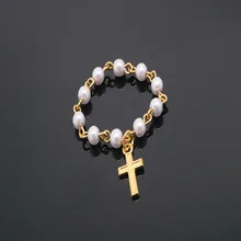12 шт./4 мм белые бусы из нержавеющей стали католические четки браслет женский религиозный аксессуар, крест с исусом браслет католический подарок на праздник