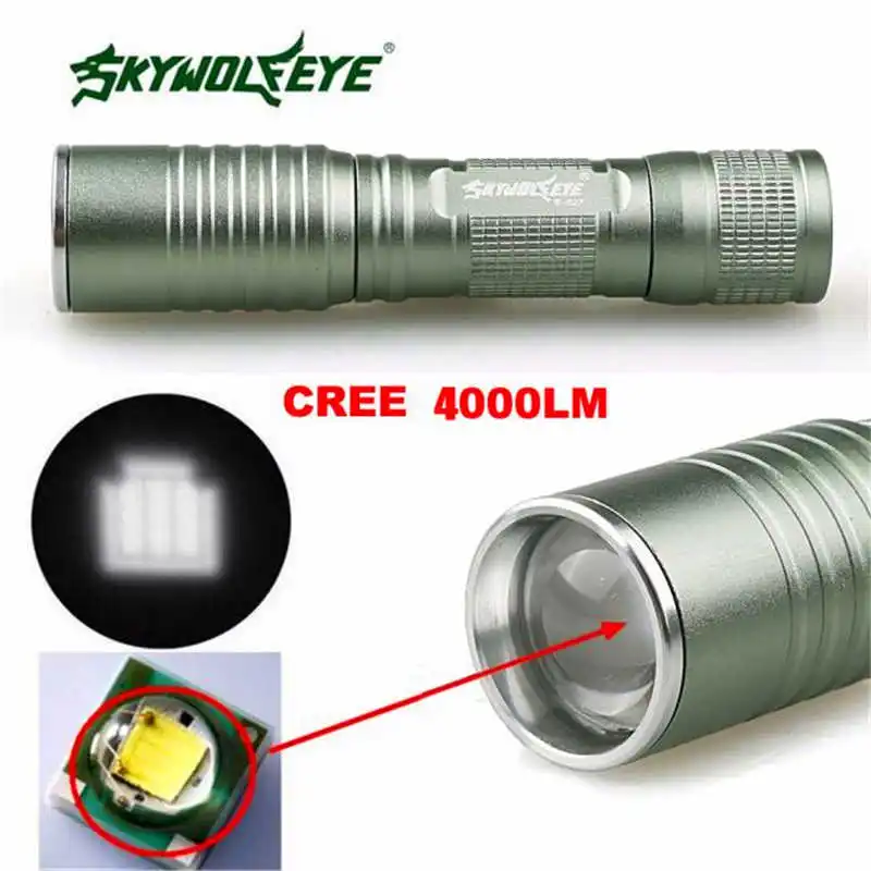 Bright Focus 4000 Lumens 3 Modes XML T6 LED 14500AA Flashlight Torch Lamp powerful led flashlight lanterna led t6 #4S5 (1)