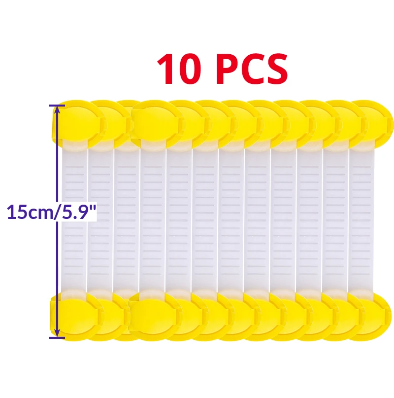 10 шт./лот Детские Дети Безопасность уход пластиковый шкаф защитный замок шкафа ящика длинный стиль замок безопасности холодильник шкаф - Цвет: Yellow  15cm 10pcs
