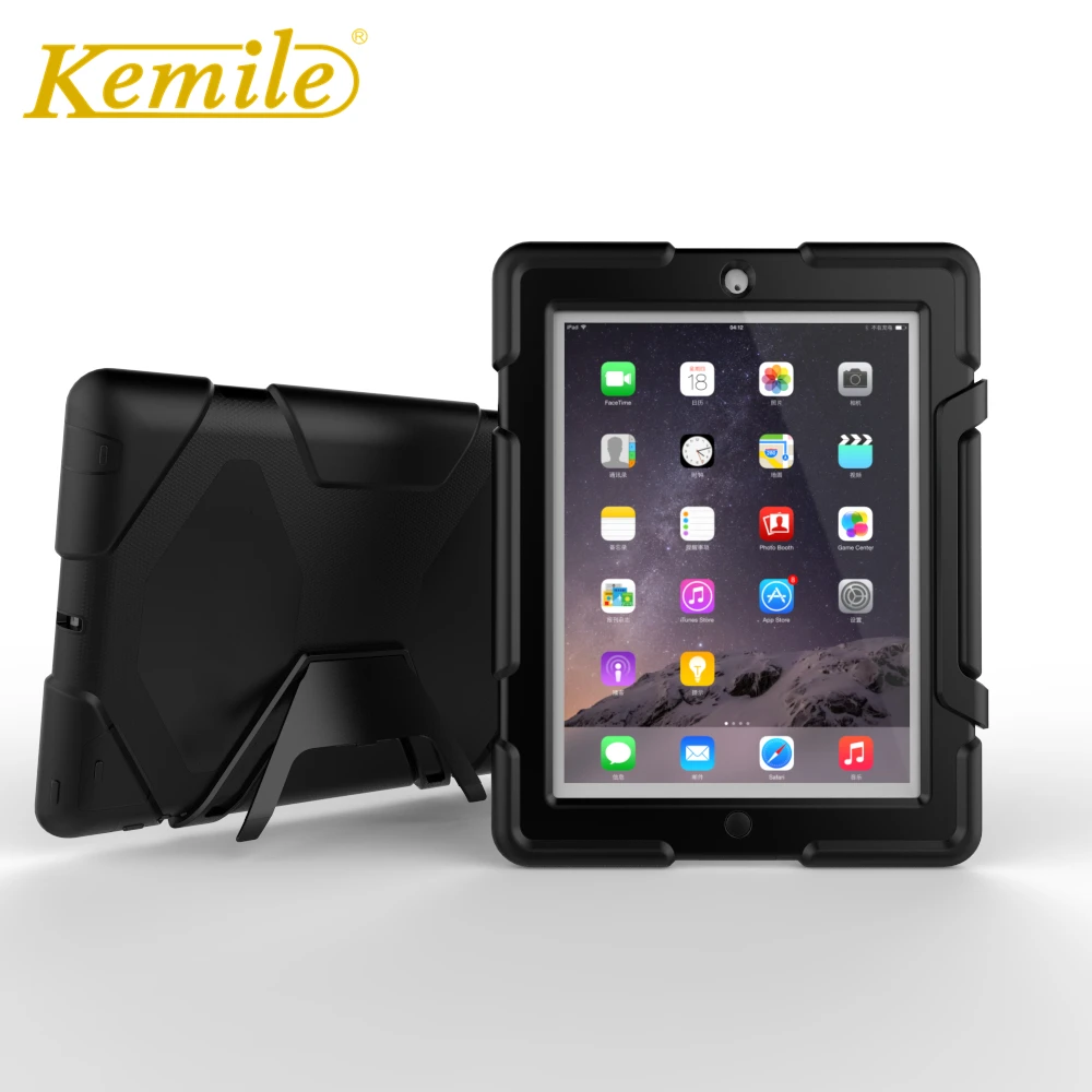 

Kemile Silica gel+PC High Quality 3 proofing Case Armor Shockproof Smart Auto Sleep Case Cover For iPad 2/3/4 9.7 Case Cover