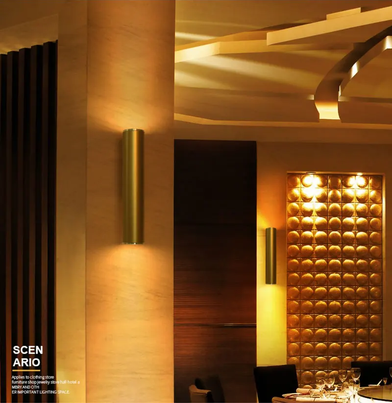 Northern Europe Wall Light Gold Tube Design Wall Lights LED Creative Gold Wall Lamp Loft Bedroom Corridor Bar Coffee Shop Light (4)
