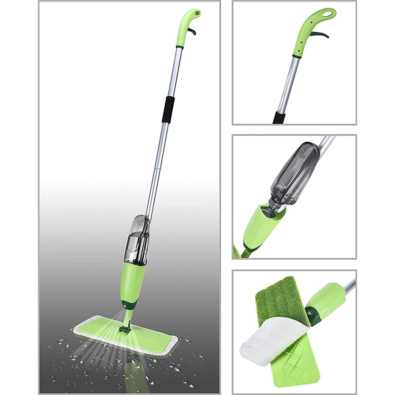 Floor Spray Mop Microfiber 360 Degree Rotary Head Cleaning Tool