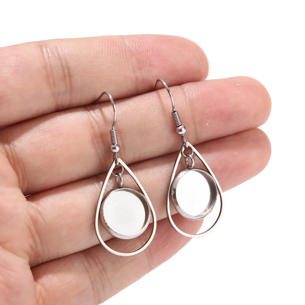 

10pcs Teardrop Stainless Steel Earrings Bases Settings Earring Blank DIY Earring Kits 12mm Bezel Earring Tray