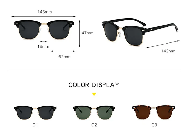 LeonLion 2019 поляризационные Полуободковые солнцезащитные очки Для женщин/Для мужчин Винтаж риса ногтей UV400 классические очки Брендовая