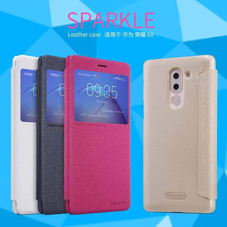 

Leather Case for huawei honor 6x honor 7x cover NILLKIN Sparkle PU leather flip cover smart wake up function for mate 9 lite