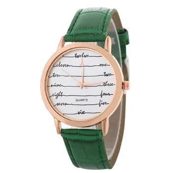 

Doreen Box New Fashion Women Quartz Watches Stripe Print PU Leather Simple Round Alloy Wristwatch Business Loves' Clock Watches