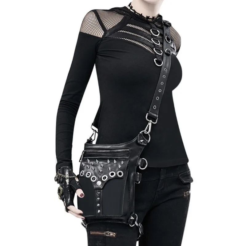 

women&men bag Steam punk thigh Motor leg Street Style Thigh Holster Protected Crossbody Bag