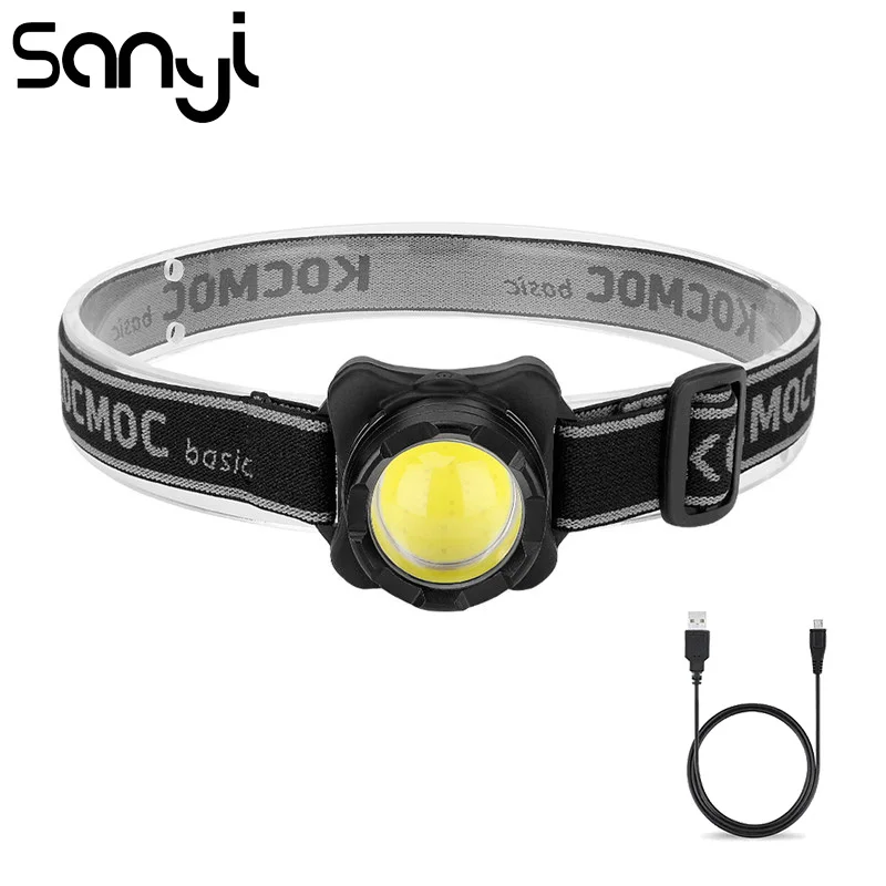 

SANYI Built-in Battery Headlight USB Rechargeable Forehead Headlamp Torch 3 Modes Working lamp