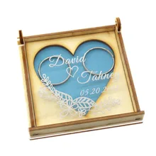 Персонализированные рустикальная свадьба деревянная коробочка для колец Держатель своими руками на имена и дата обручальное кольцо деревянный ящик