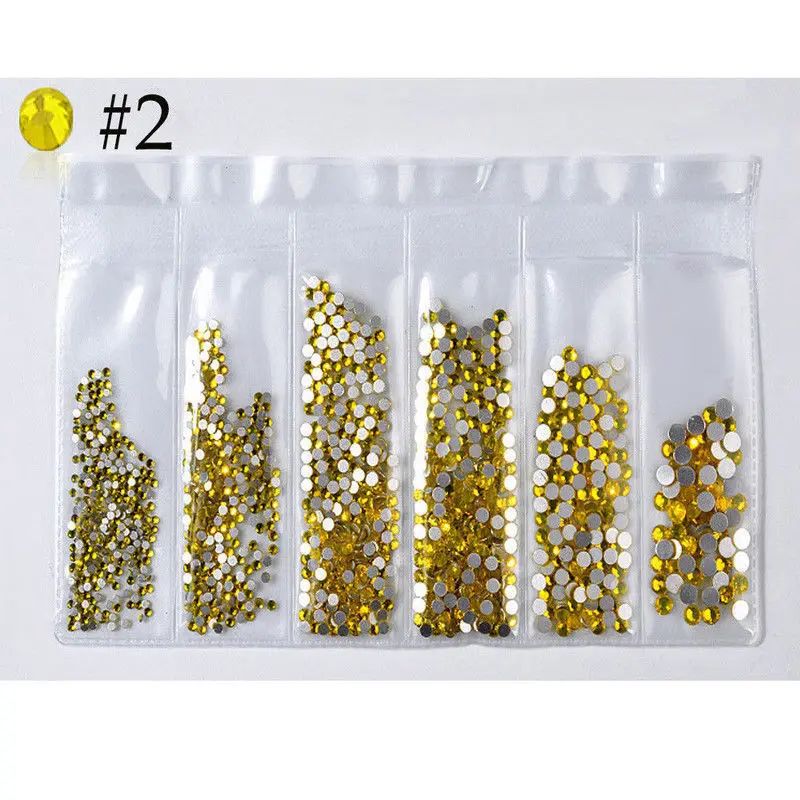 Дизайн ногтей Стразы Блеск Кристалл драгоценные камни 3D Советы для украшения для ногтей кристалл страз Шарм смешанный размер 1 пакет - Цвет: Lemon yellow