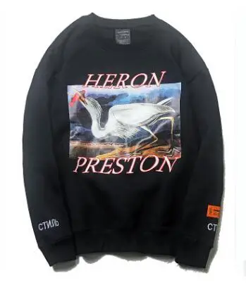 

High quality HERON PRESTON Fashion Stylist women/men's cotton Round Collar letters Print long sleeve sweatshirt Hip hop hoodie