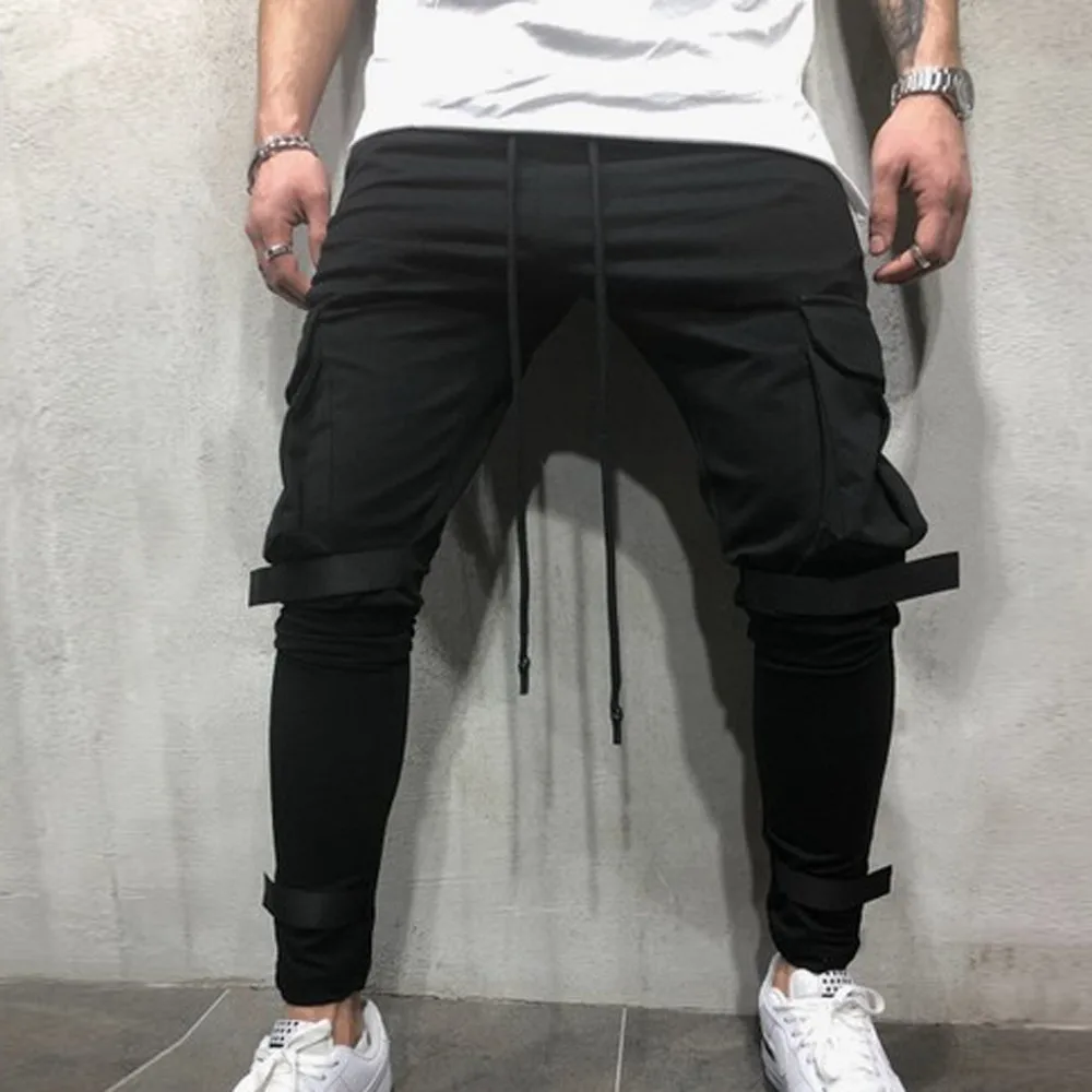 Для мужчин s узкие стрейч джинсовые штаны модные Мужская однотонная комбинезоны с карманами повседневное карман Спорт работы брюк Z0312