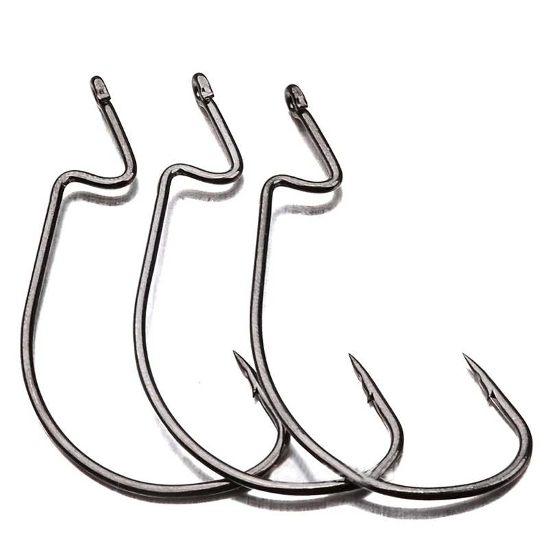 50PCS L Fishing Hook 1/0-5/0#  Wide Gap Worm Hook Big Fish Hook Bass Stainless Stee
