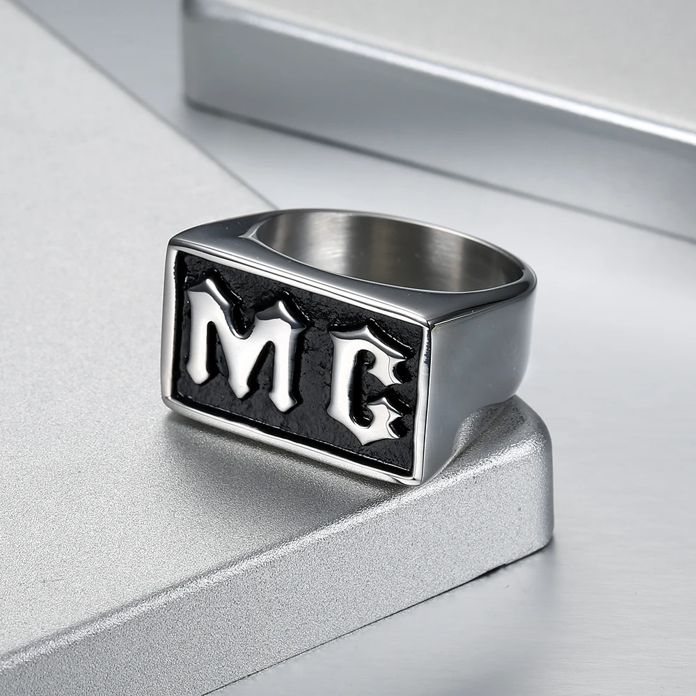 stainless steel band club motorcycle MC biker rings fashion boys MC rings  (1)