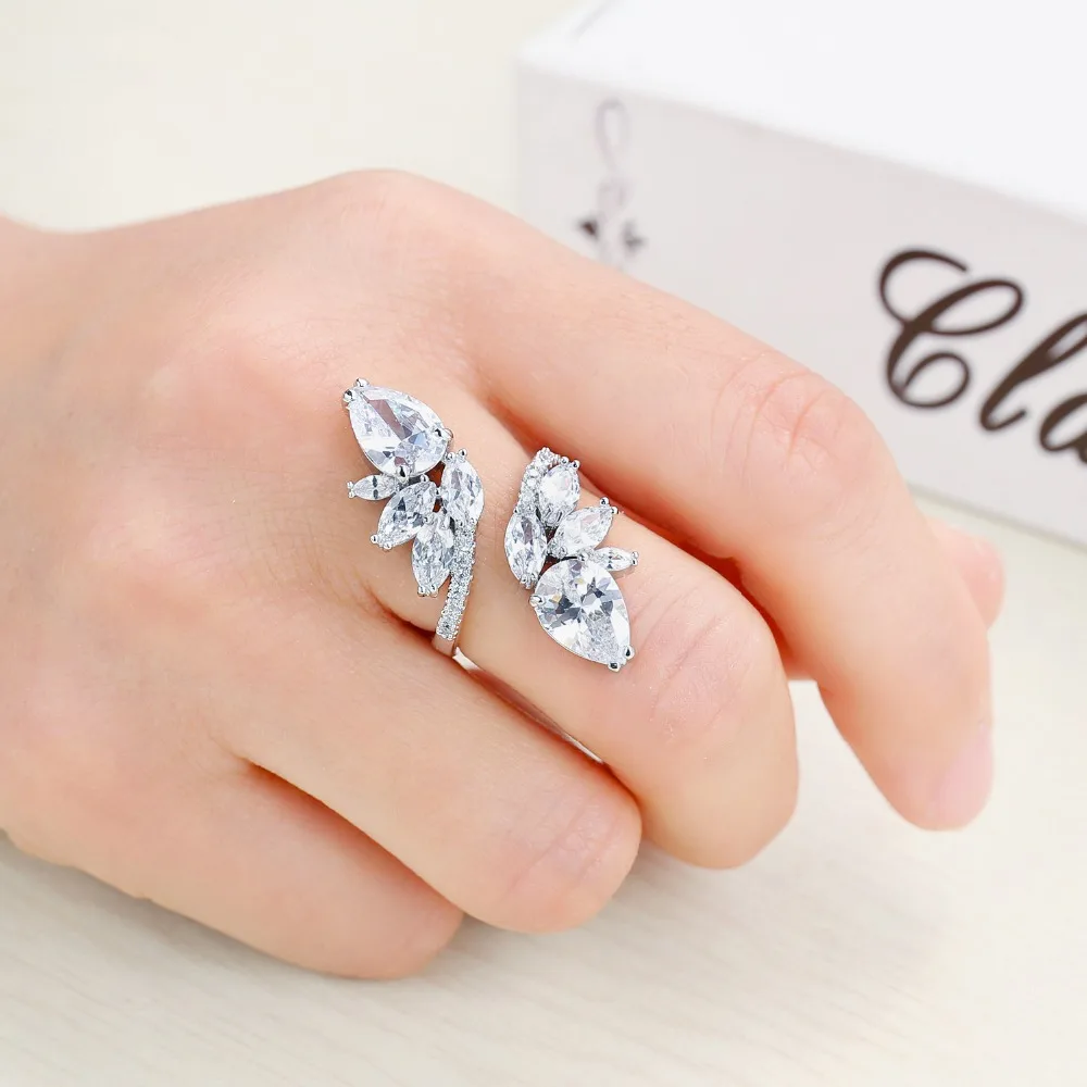 Новинка 2021 креативное модное кольцо из белого циркона с кристаллами Swarovski в