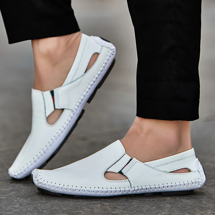comprar Sapatos de Condução de Couro dos homens Plus Size 45 46 47 sapatos Casuais Slip on Sapatos de Verão 5 Cores Tamanho 38 47