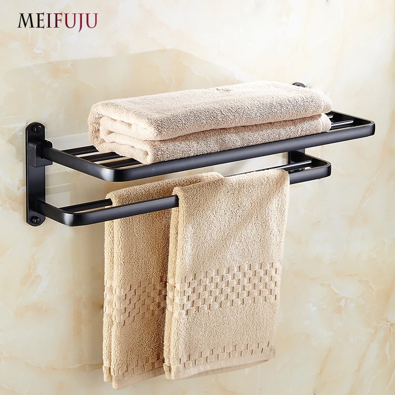 MEIFUJU Folding Aluminum Towel Racks BathroomTowel Rack ...