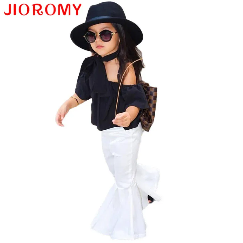 

JIOROMY 2018 New Girls Clothing Sets Baby Kids Clothes Children Clothing T Shirt + pants 2pcs Lipstick patch fashion set k1