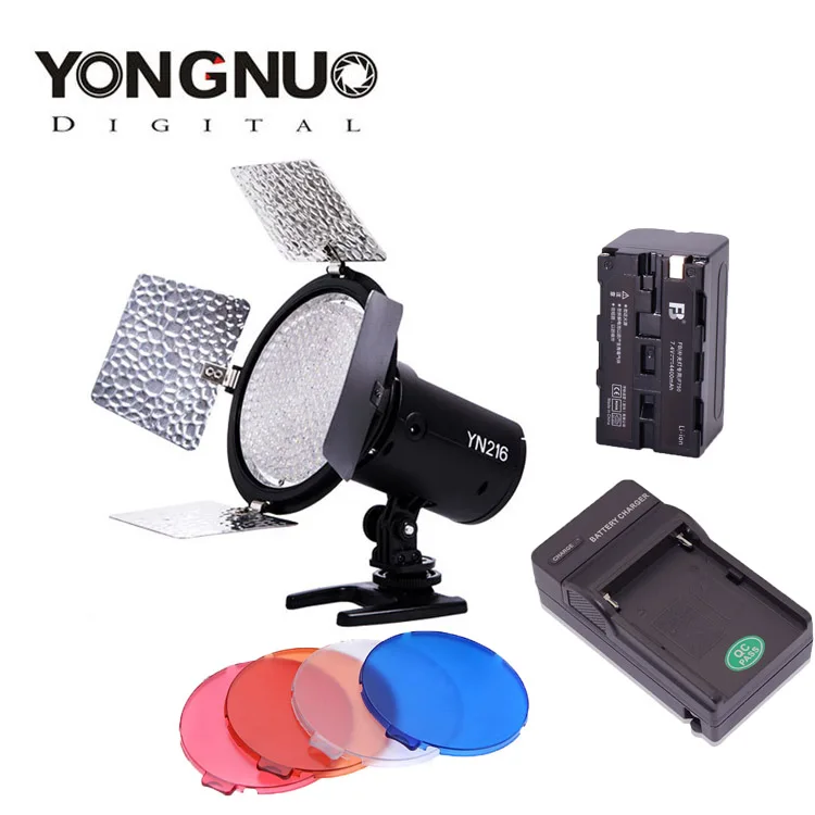 

Yongnuo YN216 Pro LED Studio Video Light with 4 Color Plates for Canon Nikon Sony Camcorder DSLR + NP-F750 Battery + Charger