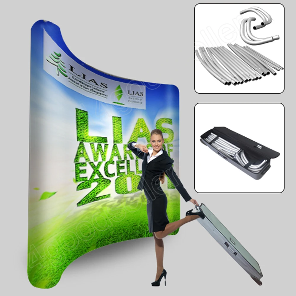 10ft portable curved tension fabric trade show display exhibition pop