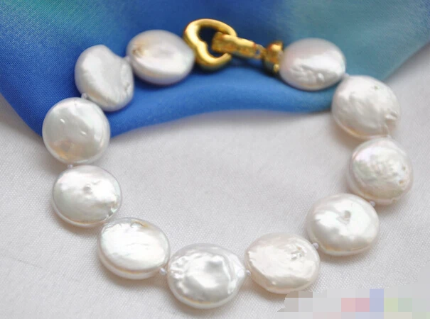 

FREE SHIPPING>>>@@ > 08641 white coin freshwater pearl bracelet