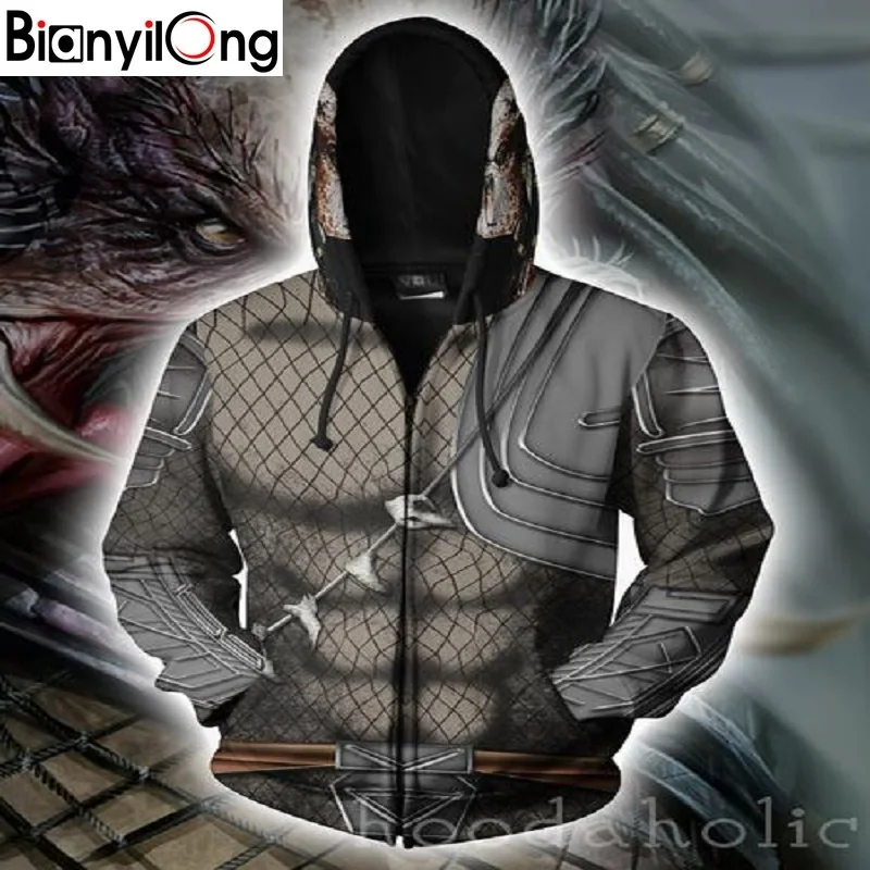 

BIANYILONG 2018 new Men Women Hooded Predator 3D Printed Hoodies Tracksuit zipper hoody hooded hip hop tops US size Zip hoodie