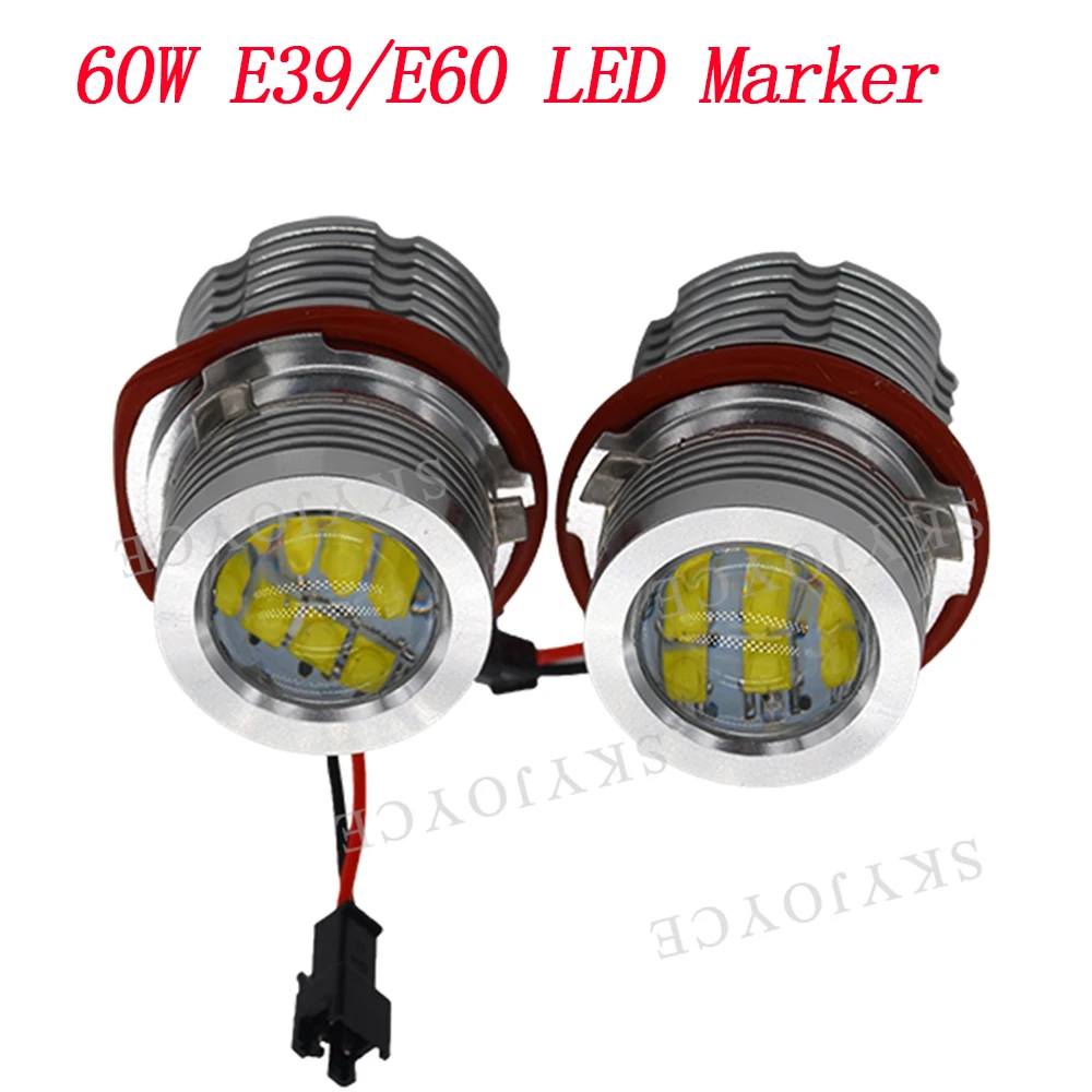 

2*60W LED Angel Eyes Marker Kit White Blue Yellow Red DRL LED Chips For Car Styling B-M-W E39 E63 E53 E83 E87 E60 LED Angel Eyes