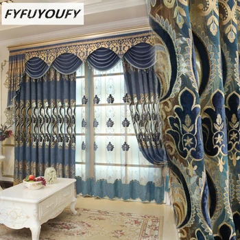 

Polyester jacquard luxury Embroidered plant Blackout curtains the curtains in the Livingroom Flat Window can Customizable