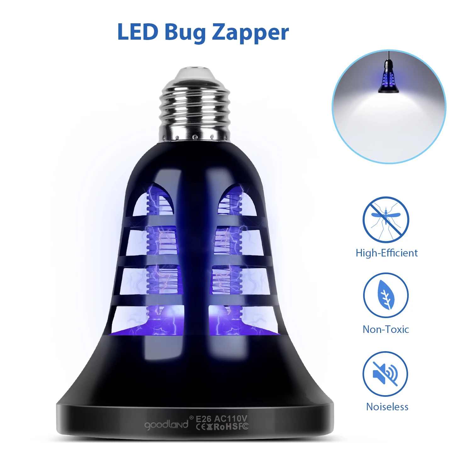 AUSHEN Lampade elettriche uccisore di zanzare con cavo USB UV di insetti 6