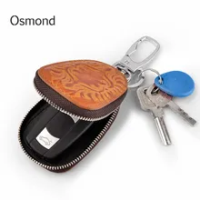 Osmond Men Women Genuine Leather Car Key Holders Housekeeper For Men Retro Multifunctional Home Keychain Case Female Key Wallet