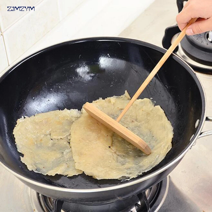 1Pc Practical DIY Batter Pie Maker T Shape Rake Wooden Stick Egg Spreader Pancake Scraper | Дом и сад