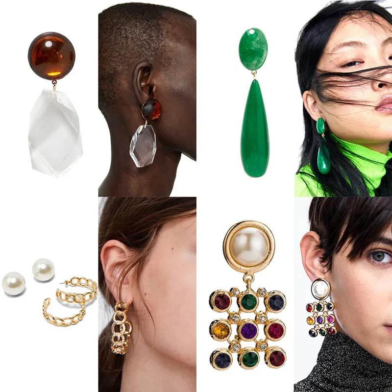 

2019 New fine Minimalist crystal hook bohemian earring pendant geometric ethnic drop Earrings for Women Jewelry acessories gift