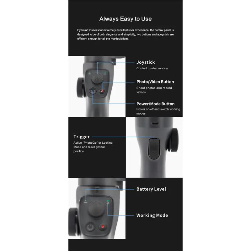 Eyemind V2.0 3-осевой складной ручной карданный стабилизатор для смартфона GoPro Камера комплект аксессуаров