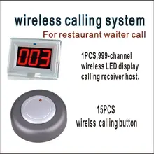 Беспроводной ресторан система вызова ресторан оборудование, включая 999-channel из светодиодов дисплей приемник с 15 шт. кнопку вызова