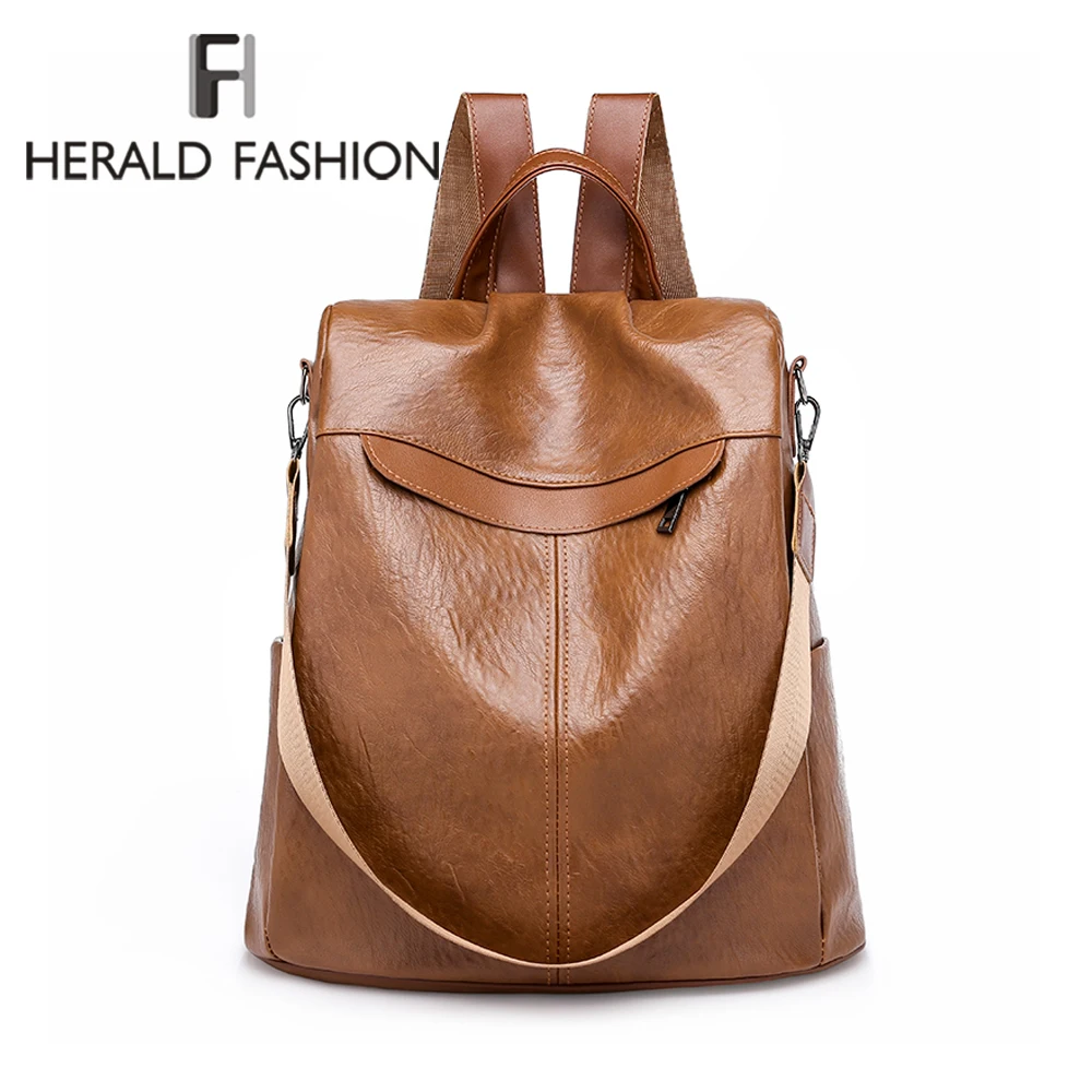 Herald Fashion Women Backpack Designer high quality Leather Women Bag Fashion School Bags Large Capacity Backpacks