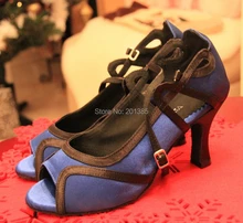 Wholesale Women Blue Satin Ballroom LATIN Dance Shoes SALSA Dance Shoes Tango Dance Shoes